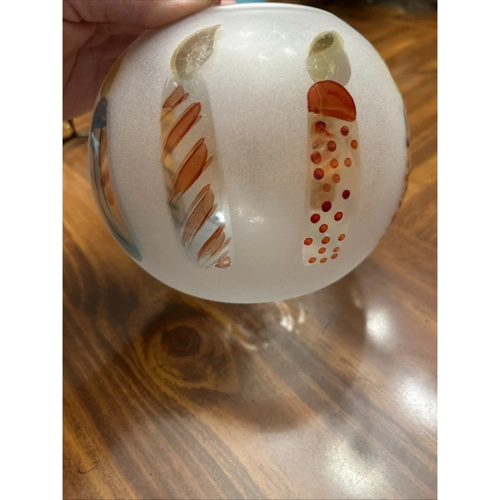 teleflora vase Hand Painted Birthday Candles Frosted‎ Glass Globe